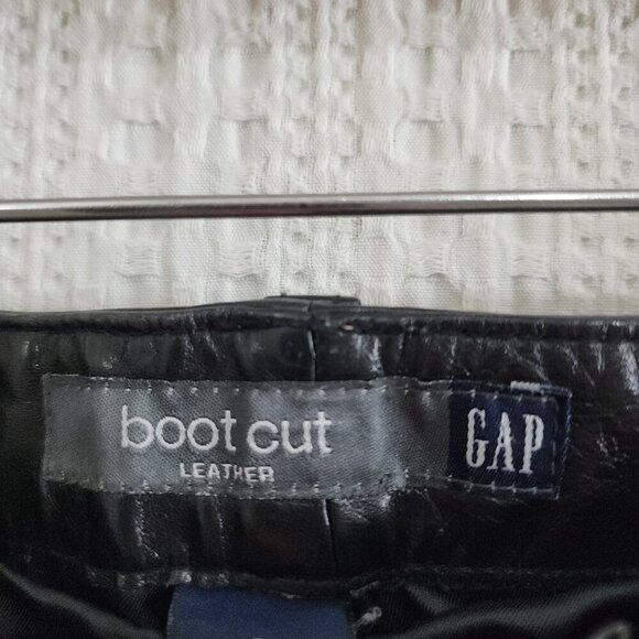 Vintage Y2K Gap 100% Leather Boot Cut Black Pants Size 2 - Picture 14 of 16